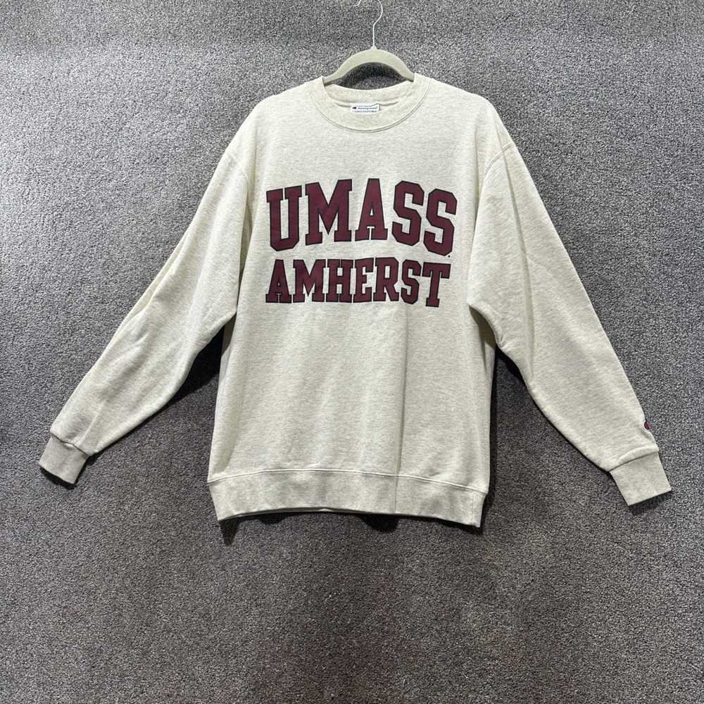 Champion UMass Amherst Crewneck Sweatshirt Oatmeal Heather Large